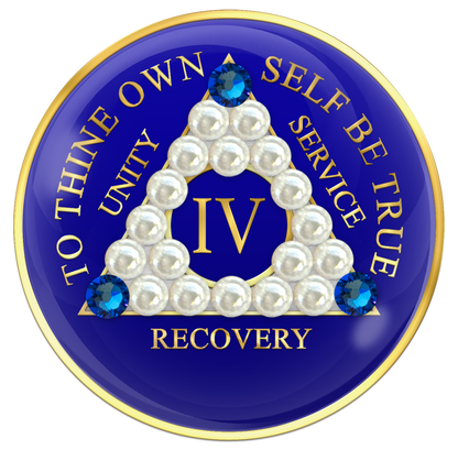 Blue AA Chip with Pearls and Sapphire Crystals AA