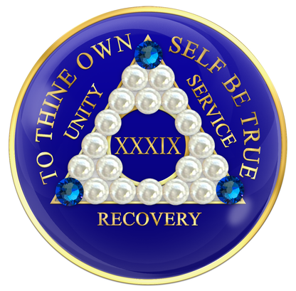 Blue AA Chip with Pearls and Sapphire Crystals AA