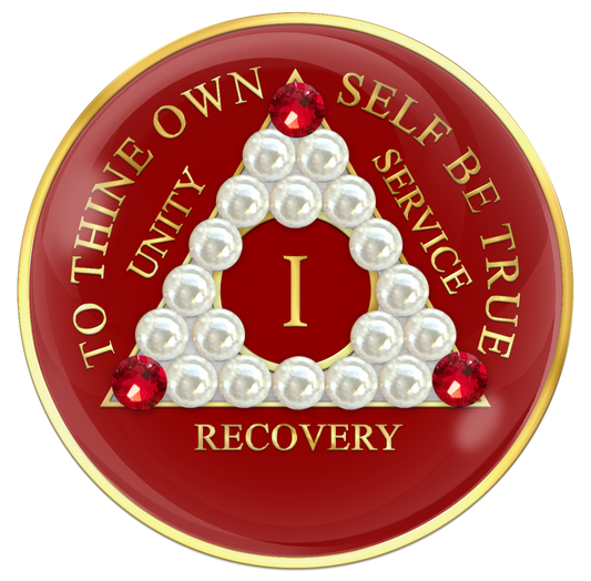Red AA Chip with white Pearls and Red Crystals AA