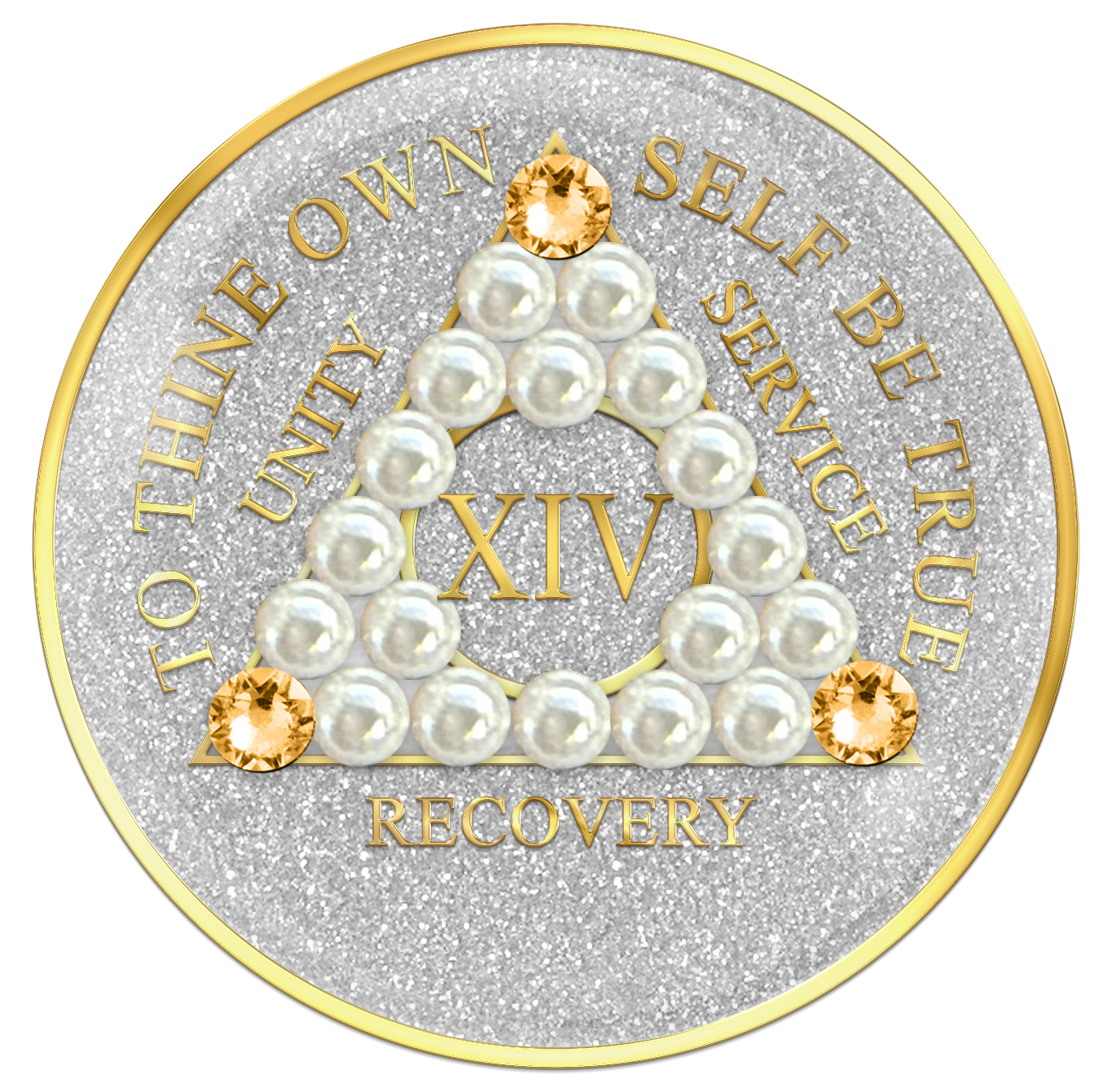 Glitter Silver AA Chip with Pearls and Light Gold Crystals