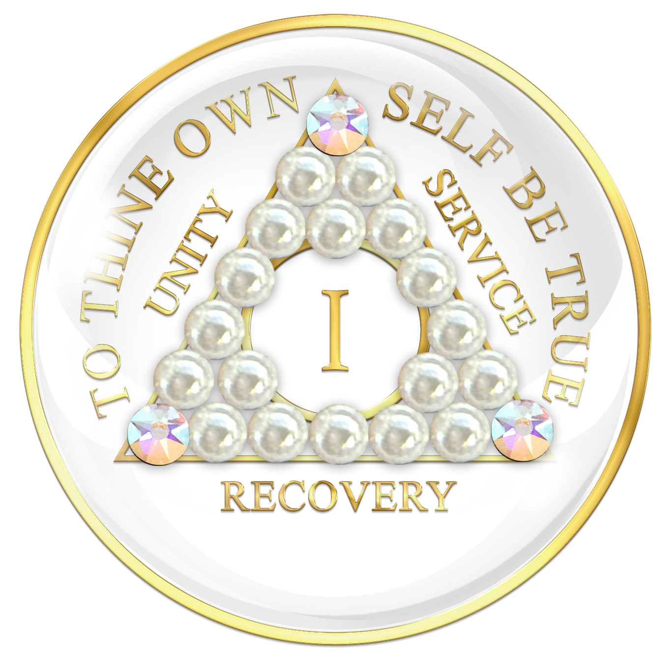 White AA Chip with White Pearls and Clear CZ Crystals