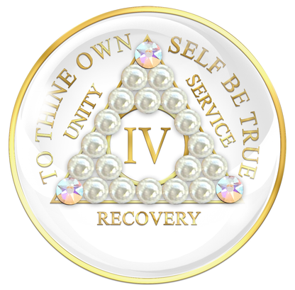 White AA Chip with White Pearls and Clear CZ Crystals