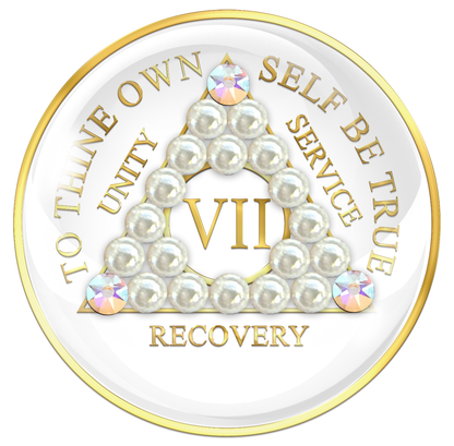 White AA Chip with White Pearls and Clear CZ Crystals