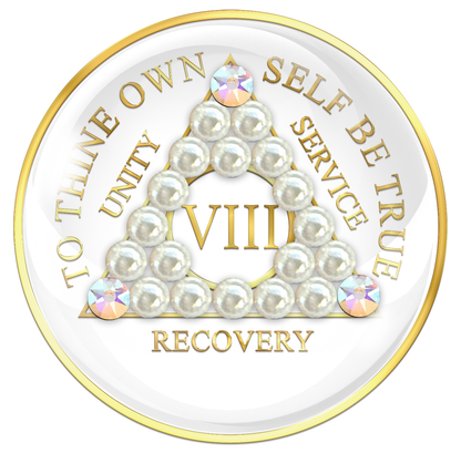 White AA Chip with White Pearls and Clear CZ Crystals