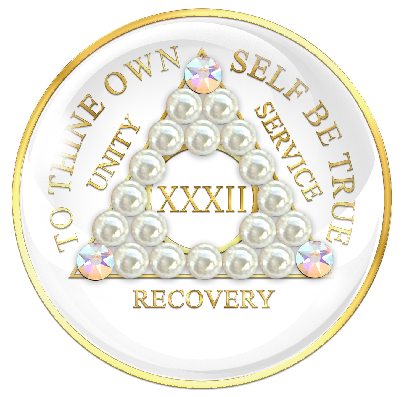 White AA Chip with White Pearls and Clear CZ Crystals