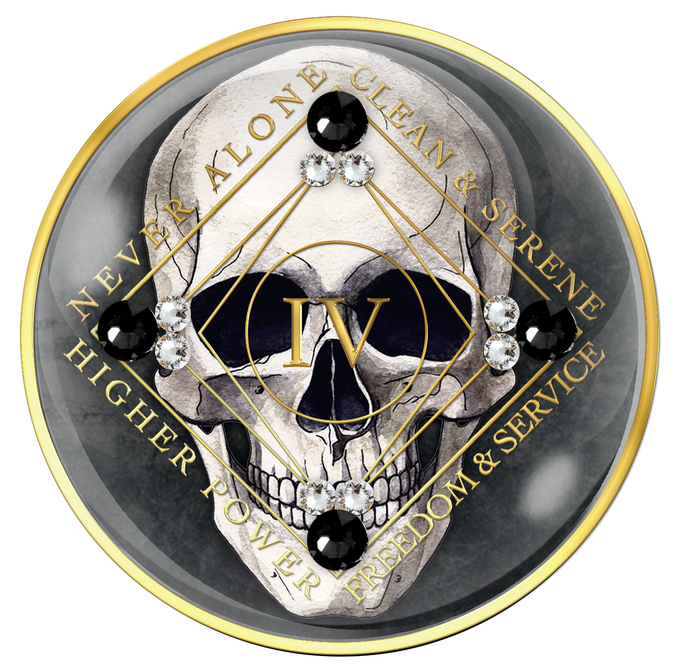 Clean Time Chip Black with Skull and Black Crystals