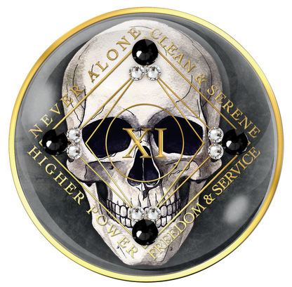 Clean Time Chip Black with Skull and Black Crystals