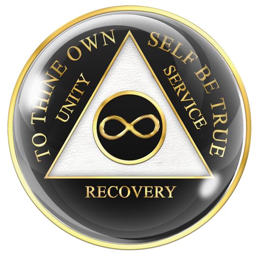AA Recovery Medallion - Infinity Symbol Black