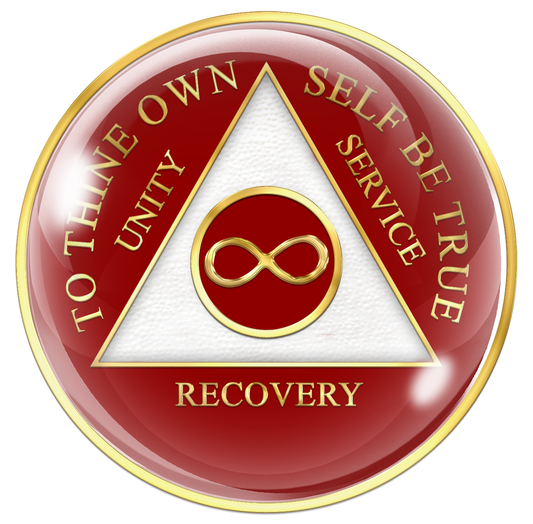 AA Recovery Medallion - Infinity Symbol Red