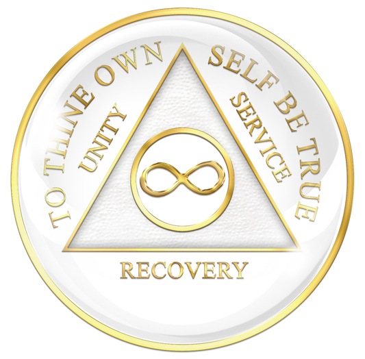 AA Recovery Medallion - Infinity Symbol White