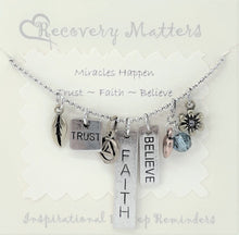 Load image into Gallery viewer, Trust-Faith-Believe Bar Necklace By Recovery Matters
