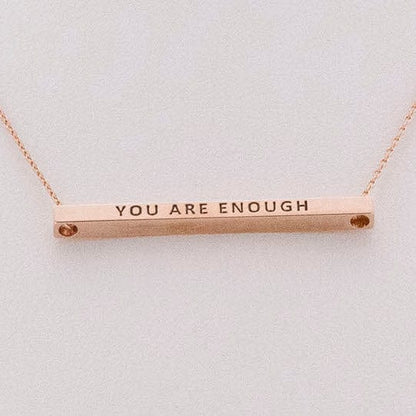 You Are Enough Bar Necklace Horizontal Style by Recovery Matters