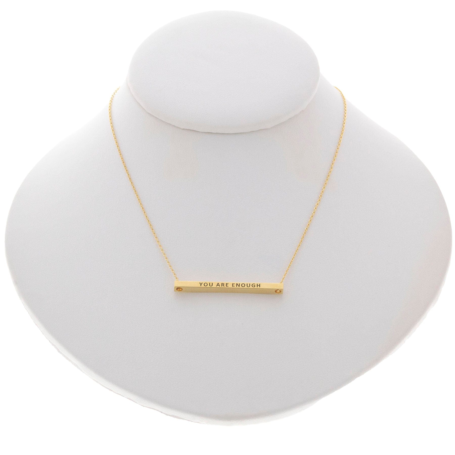 You Are Enough Bar Necklace Horizontal Style by Recovery Matters Gold