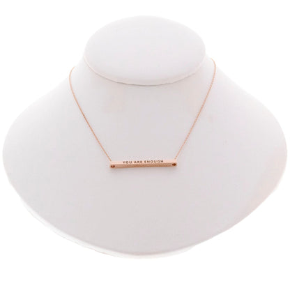 You Are Enough Bar Necklace Horizontal Style by Recovery Matters Rose Gold